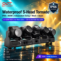 Barre de lumière LED RVBL à 5 têtes Tornado étanche avec projecteur mobile indépendant pour concerts en extérieur
