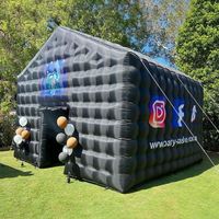 Tente de discothèque gonflable noire en forme de cube |   Grande tente de discothèque extérieure avec éclairage pour les fêtes et événements pour adultes