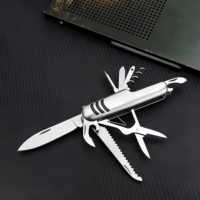 Hochwertiges 11-in-1 Edelstahl Multifunktions-Klappmesser Taschenmesser Klappbares Überlebensmesser mit Schere Schraubendreher Holzsäge
