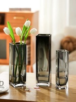 RYLAVA Vase en verre hydroponique carré de grande taille personnalisé de plusieurs tailles Cylindre carré de style glacier de grand diamètre