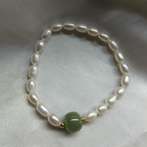 Pulsera Elástica de Perlas de Agua Dulce Hetian Yulu Green Water de 5-6 mm, Joyería de Cuentas de Moda para Mujer - Product Image 4