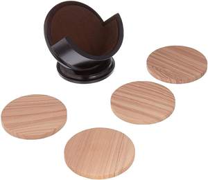 Sous-verres ronds en bois écologiques classiques du Vietnam avec support, couleur miel, taille personnalisée, en stock, vente en gros - Product Image 4