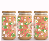 Gobelet Isotherme 16oz en Verre Motif Papillon Fleur de Cerisier Dessin Animé, Tasse à Café Glacé Pastel Libbey, Design Floral Mignon, Transfert Thermique