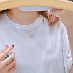 WENCHI Colgante de Plata S925 con Soporte Vacío para Perlas Redondas de 9-12mm, Accesorios DIY para Perlas, Collar Modelo 10672, Bolsa Empacada - Product Image 2