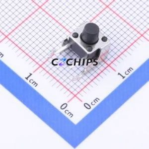 TC-6615-6.5-260G Tactile Switch Bent Lead Through Hole-4P,6x6mm Single Pole Single Throw Round Button 2.6N Right Angle Insert - Product Image 1