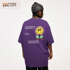 インフレーションセール50% OFFひまわりコットン特大TシャツグラフィックシャツユニセックスブラックTシャツ100% コットンTシャツ