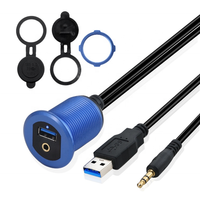 Nuevo Cable de Audio USB 3.0 con Montaje en Panel USB3.0 DC3.5mm y Cable de Extensión USB-A DC 3.5mm con LED Integrado para Coche y Motocicleta 2025