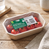 100% composteerbare wegwerp fruit- en groentebakjes van suikerrietbagasse met folie coating