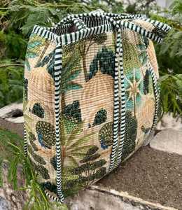 Bolso de Mano Acolchado de Algodón con Estampado de Bloques, Hecho a Mano, de Primera Calidad, para Uso Diario, Viajes y Compras - Product Image 1