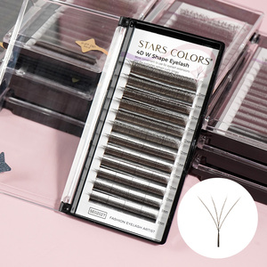 STARSCOLORS YY W Extensions de <span class=keywords><strong>cils</strong></span> 0.07mm PBT, éventails étroits et larges, <span class=keywords><strong>cils</strong></span> croisés, noir mat, brun, plateaux de <span class=keywords><strong>cils</strong></span> tressés effet trèfle, <span class=keywords><strong>Cils</strong></span> - Product Image 1