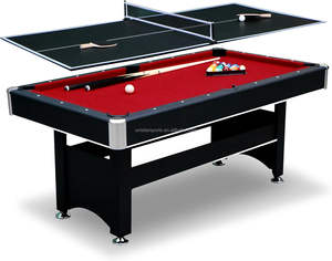 Mesa de billar negra 2 en 1 multifunción de 6 ', mesa de billar para sala de juegos familiar con mesa de <span class=keywords><strong>ping</strong></span> <span class=keywords><strong>pong</strong></span> extraíble - Product Image 1
