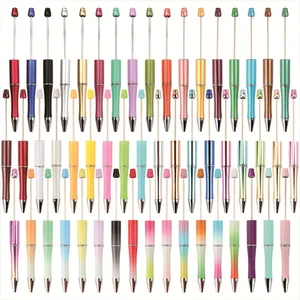 超大热卖2023个性化圆珠笔DIY钢笔制造商圆珠笔添加顶部粉色闪光珠笔