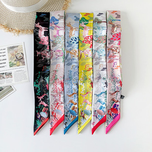 Pañuelos pequeños de poliéster al por mayor, cintas largas, diademas multifuncionales versátiles para primavera, twillies, lazos para bolsos, accesorios - Product Image 6