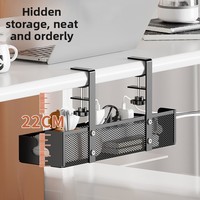 Support de rangement de bureau à domicile sans perçage organisateur de câbles sous le bureau avec support suspendu en maille métallique pour faisceau de fils de prise de salon