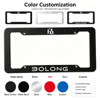 BOLONG Meilleures ventes USA Cadre de plaque d'immatriculation en fibre de carbone standard, antirouille, avec logo personnalisé, support de numéro de voiture, accessoire de décoration automobile