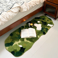 Tapis en mousse verte 3D, tapis en herbe de forme irrégulière, tapis de salon inspiré de la nature, tapis touffeté esthétique pour chambre à coucher, fabriqué à la machine