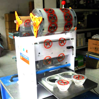 Machine de scellage manuelle pour gobelets en papier personnalisés, film en rouleaux pour yaourt/boba/pudding, 2/4 gobelets par cycle