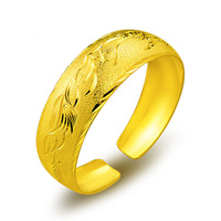 Bracelet YL pour mariage, large ouverture, motif Dragon Phénix, en cuivre imitation or, style vintage, couleur inaltérable et durable