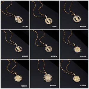 Collar de medallón religioso chapado en oro de 18K, María Milagrosa, <span class=keywords><strong>San</strong></span> <span class=keywords><strong>Benito</strong></span>, Ángel Guardián Madre Santa - Product Image 6