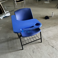 Chaise de réunion ergonomique contemporaine avec grande tablette d'écriture, porte-documents, cadre en plastique et acier durable, pour bureau, conférence, formation, séminaire