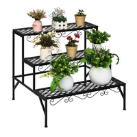 Support de plantes suspendu d'angle classique en métal à 3 niveaux, présentoir à fleurs intérieur/extérieur pour balcon, jardin, patio, décoration de cour