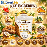 OEM ODM Nattokinase 4000 FU CoQ10 Bromelain Kunyit Jahe Daun Zaitun Kulit Willow Putih Minyak MCT 120 Softgel Suplemen Makanan