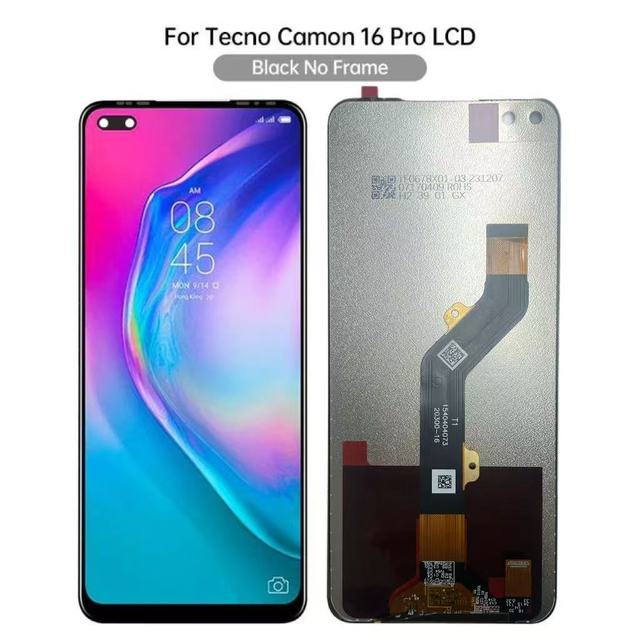 Mobile Phone Touchscreen LCD Display Tecno Camon 16 Pro CE8 6.8" In-cell LCD Display 350-400cd Luminance 1-Year Warranty