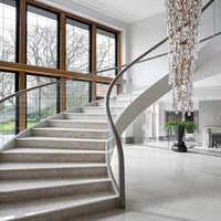 Escalier Courbé de Luxe avec Stringer Courbé en Acier Inoxydable et Main Courante Courbe pour Intérieur