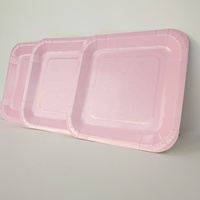 Assiettes vaisselle jetable en papier biodégradables, assiettes carrées roses élégantes, ensemble de vaisselle jetable en papier alimentaire pour la fête de mariage 1 pièce