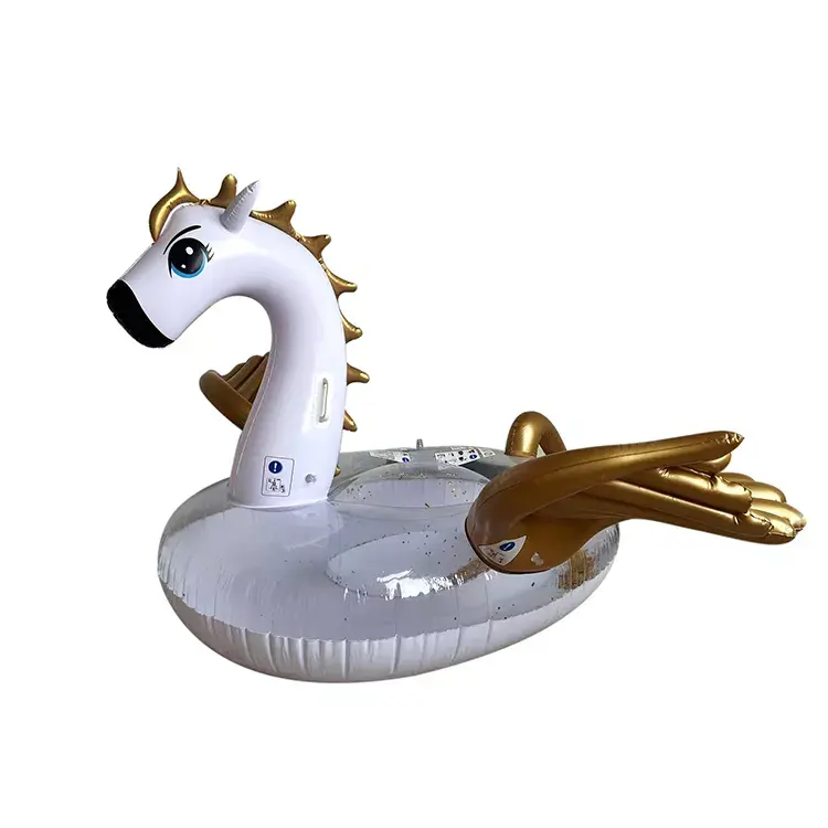 Flotador de piscina inflable con purpurina Pegasus, juguete de unicornio gigante, flotador de piscina de animales grandes, novedad, OBL