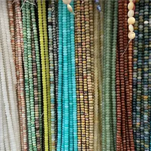 Natural Mixed Chakra Healing Precious Stone Loose Beads Faceted Abacus Shape Strand Beads