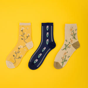 Lot de 3 paires de <span class=keywords><strong>chaussettes</strong></span> mi-mollet pour <span class=keywords><strong>homme</strong></span> en coton, style vintage forêt, motif floral épais et doux, style tendance - Product Image 6