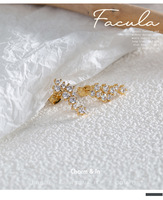 Anting-anting mini zircon 5A mewah 2024, motif hewan trendi, kuningan lapis emas 14K PVD, unisex, logo custom, hadiah grosir