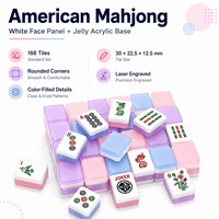 Tuiles de Mahjong Américain en Acrylique Transparent Couleur Gelée – Ensemble de 166 Tuiles Gravées au Laser à Coins Arrondis