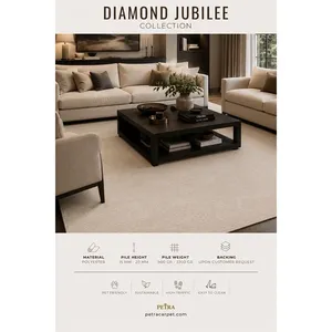 พรมปูพื้นโพลีเอสเตอร์สีเบจ Petra Diamond Jubilee 2928 ความหนา 15-20 มม. เหมาะสำหรับสัตว์เลี้ยง ทนทานต่อการใช้งานหนัก สำหรับห้องนอนและห้องนั่งเล่น - Product Image 3