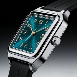 Top Luxury Green Dial Arabic Numerals Quartz Watch Men's Business Watch Stainless Steel Alloy <b>Square</b> Watch - Product Image 6