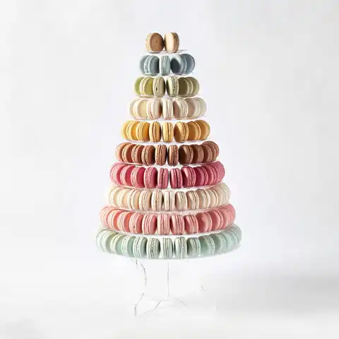 10 Tier Acryl Macaran Kerstboom Display Toren Stand Wedding Party Lucite Macaron Cake Voedsel Stand Riser