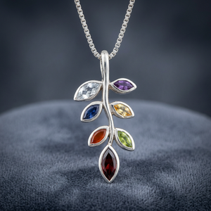 Collier pendentif feuille en alliage plaqué argent, pierres marquises multicolores en zircone cubique, chaîne à maillons, bijoux tendance pour femmes - Product Image 3