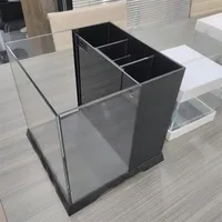 Aquarium en verre pour poissons d'eau salée - Mini aquarium marin de bureau, avec pompe et écrémeur