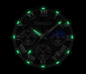 TISSELLY 6601 Nuovo Orologio da <span class=keywords><strong>Uomo</strong></span> di Alta Qualità, Elegante Orologio al Quarzo con Cinturino, Impermeabile, Tre Quadranti, Sei Lancette, Luminoso - Product Image 5