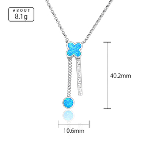 Jewelry Manufacturer Professional Customized New Style 925 Sterling Silver High Grade Natural Blue <strong>Opal</strong> Gemstone <strong>Necklace</strong> - Product Image 5