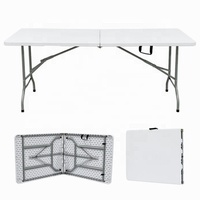 Table pliante portable moderne en HDPE de 6 pieds, facile à transporter pour une utilisation polyvalente à l'intérieur et à l'extérieur