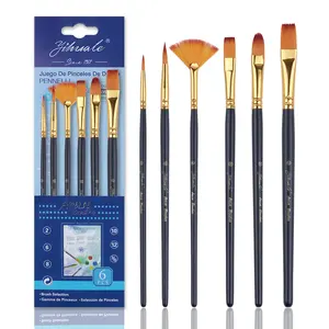 YIHUALE Art Supplier Professional 6Pcs Artist Sable Paint Brushes Round Tip Flat Dagger Oval Wash For Detail Watercolor Painting