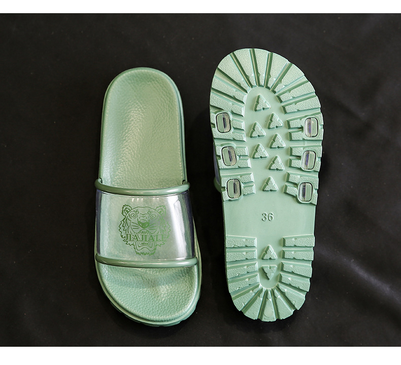 OEM Transparent Tiger Head EVA Slippers Couple Non-slip Soft Sole Home Slippers Women
