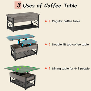 Cross-border wooden multi-functional height-adjustable folding coffee <b>table</b>, home indoor living room coffee <b>table</b>, large - Product Image 4
