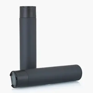 Empty 200ml 250ml 300ml Cylinder Matte Black Plastic Shampoo Bottle With Disc Top Cap