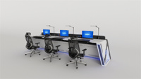 Escritorio de Oficina Comercial Moderno y Duradero JCCX-3, Altura Ajustable, Marco de Acero, Consola Ergonómica para Centro de Comando