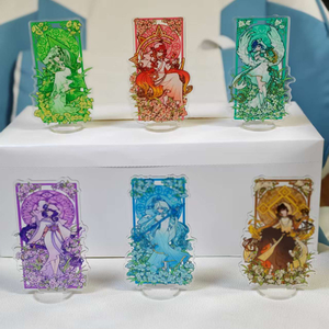 6 pièces/ensemble, modèles de plateau de jeu de fenêtres en vitrail, Mavuika Pyro Archon <span class=keywords><strong>Morax</strong></span> Beelzebul Barbatos, support en acrylique, modèle de jouet, cadeau - Product Image 3