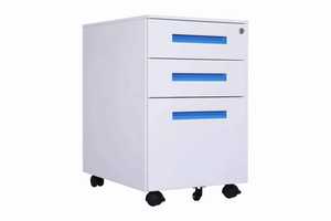 خزانة مكتب متنقلة، خزانة تخزين معدنية متنقلة مع 3 أدراج قابلة للتنقل - Product Image 2