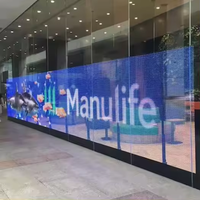 Écran LED flexible transparent, pas de pixel de 16 mm, matériau PET, murs vidéo publicitaires en verre d'intérieur, garantie, ascenseur